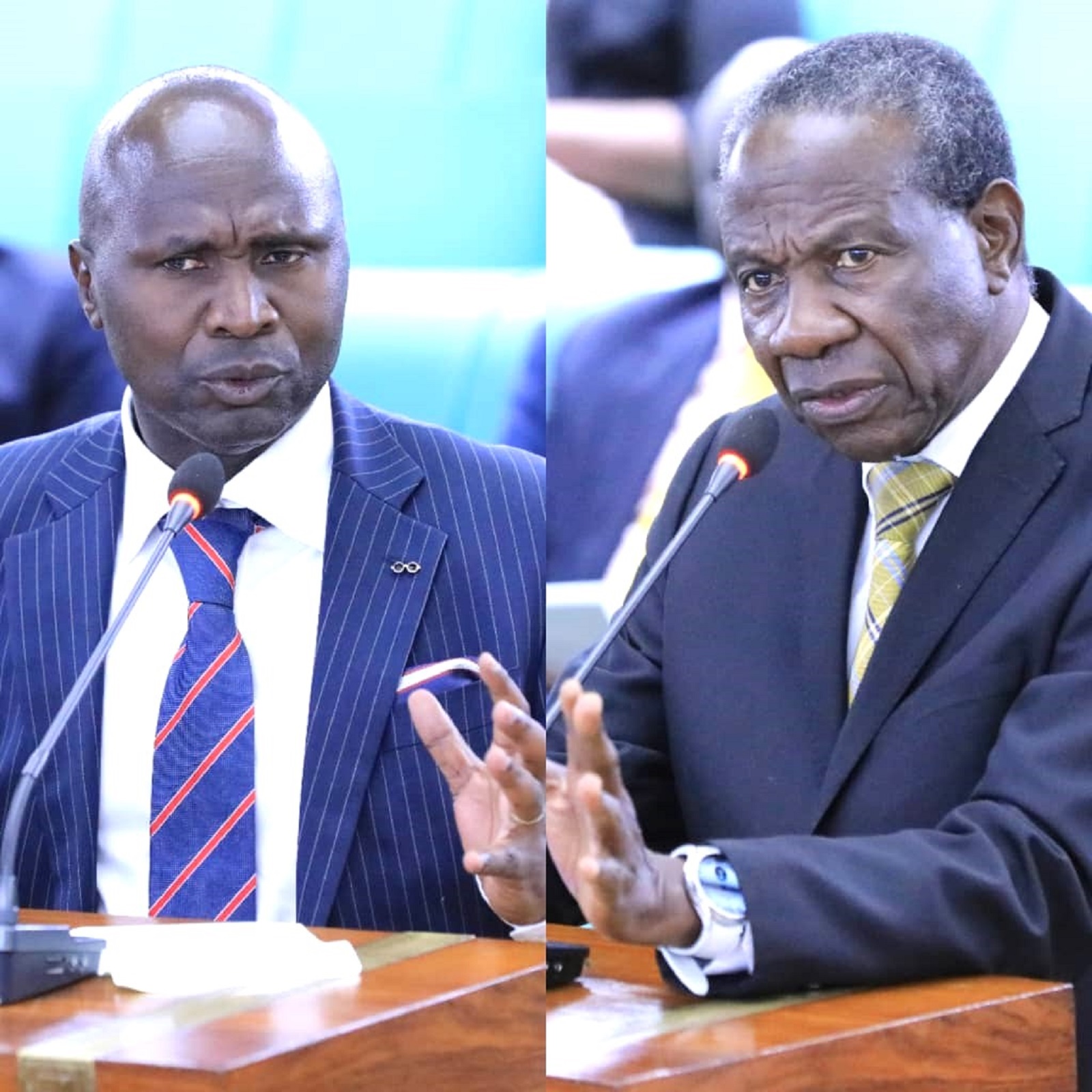 Hon. Ssekikubo (left) and finance minister, Hon. Kasaija