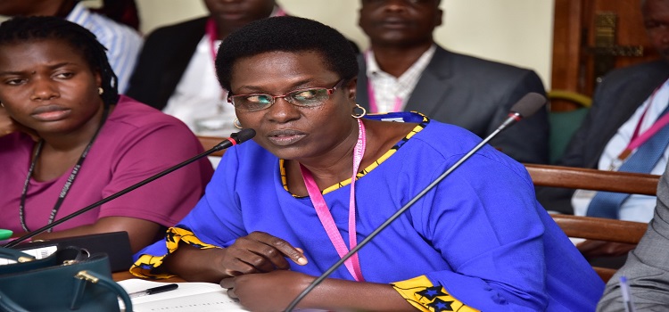 The CAO, Dorothy Ajwang (R) before the committee